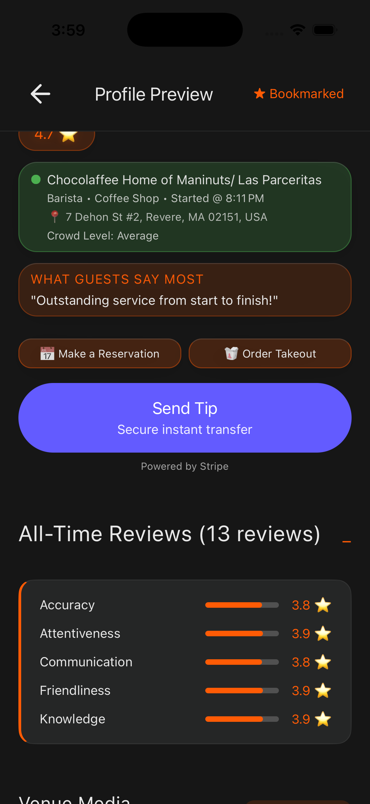 Detailed review breakdown and tipping